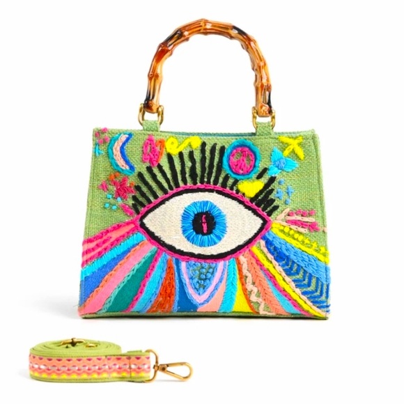 NWT ⚜️🧿⚜️ America and Beyond  Groovy Evil Eye Handbag Made In India - Picture 4 of 16
